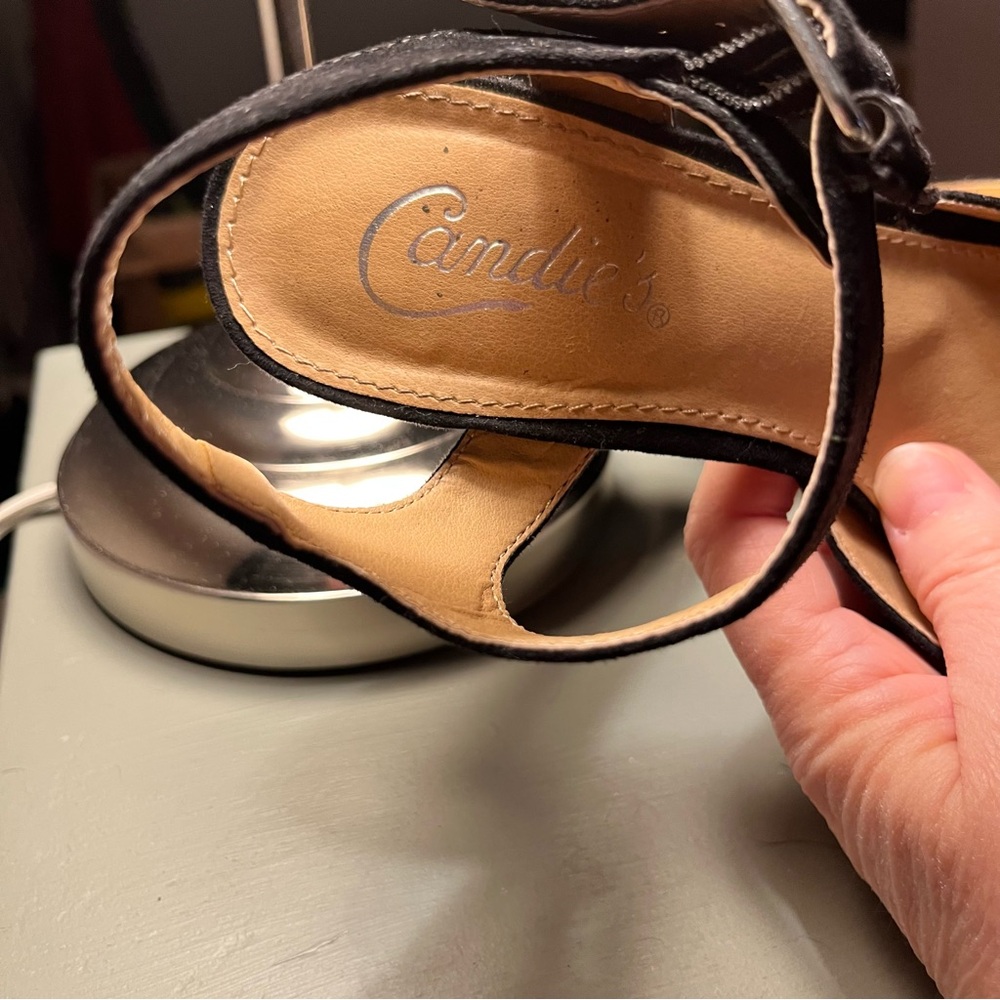 Black Suede Platform Heel Sandals - Women's Candie’s size 7 NWOT buckle straps - Picture 7 of 13